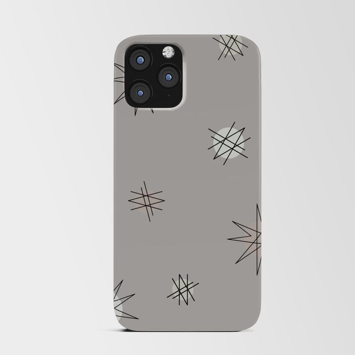 Atomic Age Starburst Planets Taupe Gray iPhone Card Case