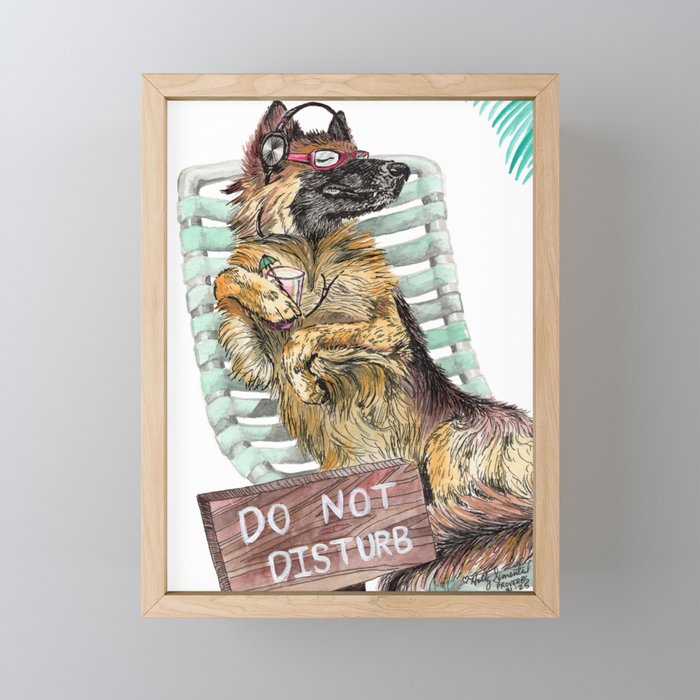 Lounge In The Sun Funny German Shepherd Dog Gsd Watercolor