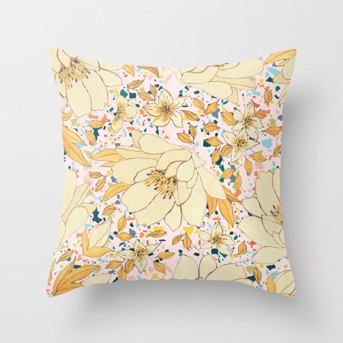 Vintage Floral Pattern Throw Pillow