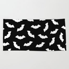 Black & White Bats Pattern Beach Towel