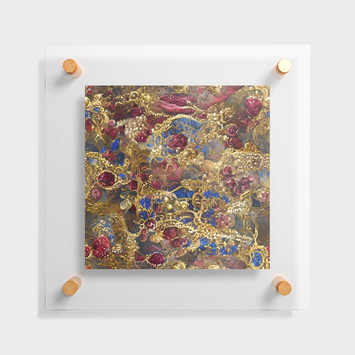 Gold, Sapphire and Ruby Floating Acrylic Print