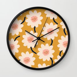 Flower field - yellow Wall Clock