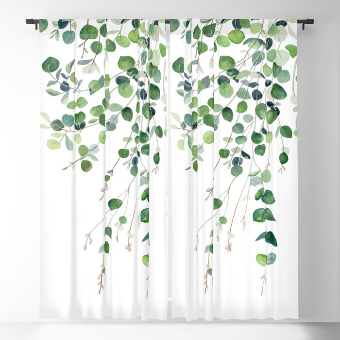 Eucalyptus Watercolor Blackout Curtain