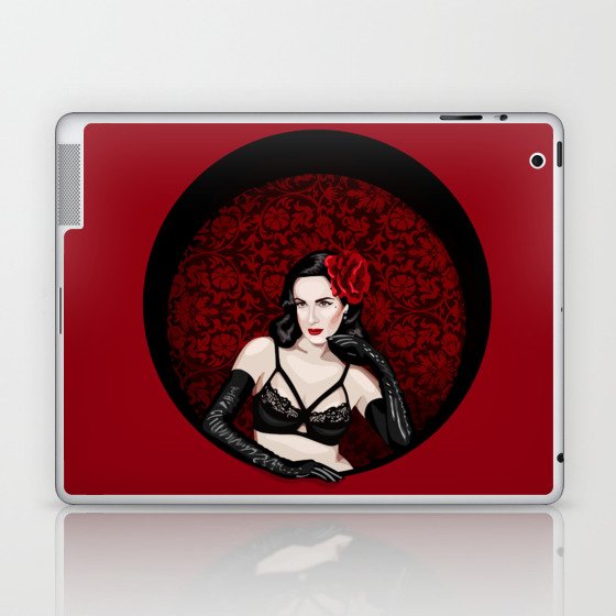 Dita Vintage Pin Up Girl Retro Fetish Red Black Poster Laptop & iPad Skin