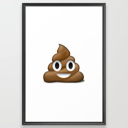 Smiling Poo Emoji (White Background) Framed Art Print