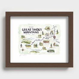 Great Smoky Mountains Map Recessed Framed Print
