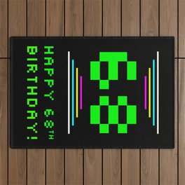 [ Thumbnail: 68th Birthday - Nerdy Geeky Pixelated 8-Bit Computing Graphics Inspired Look Outdoor Rug ]