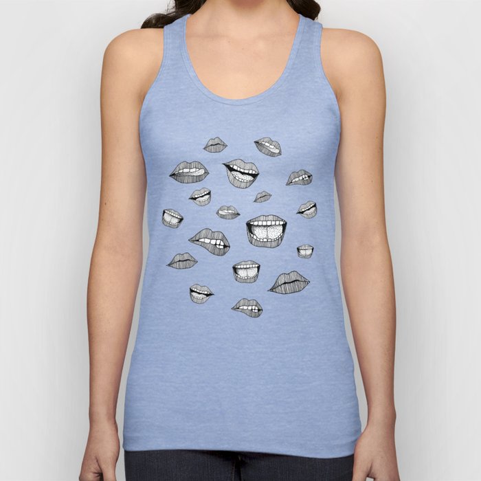 Lips. Black and white drawing. Tank Top
