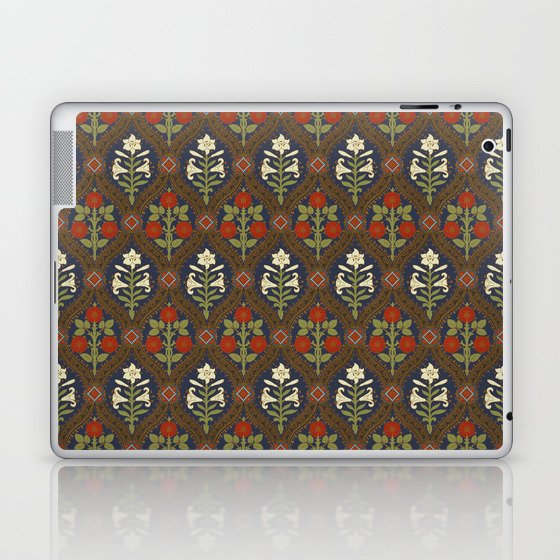 1850 British Parliament Gothic Lily on Prussian Blue by Augustus Pugin Laptop & iPad Skin