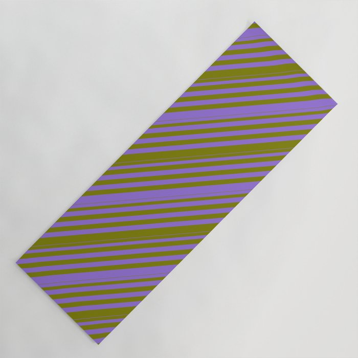 Purple & Green Colored Lines/Stripes Pattern Yoga Mat