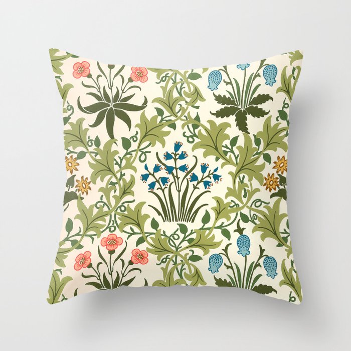 Vintage Floral Garden Pattern Throw Pillow