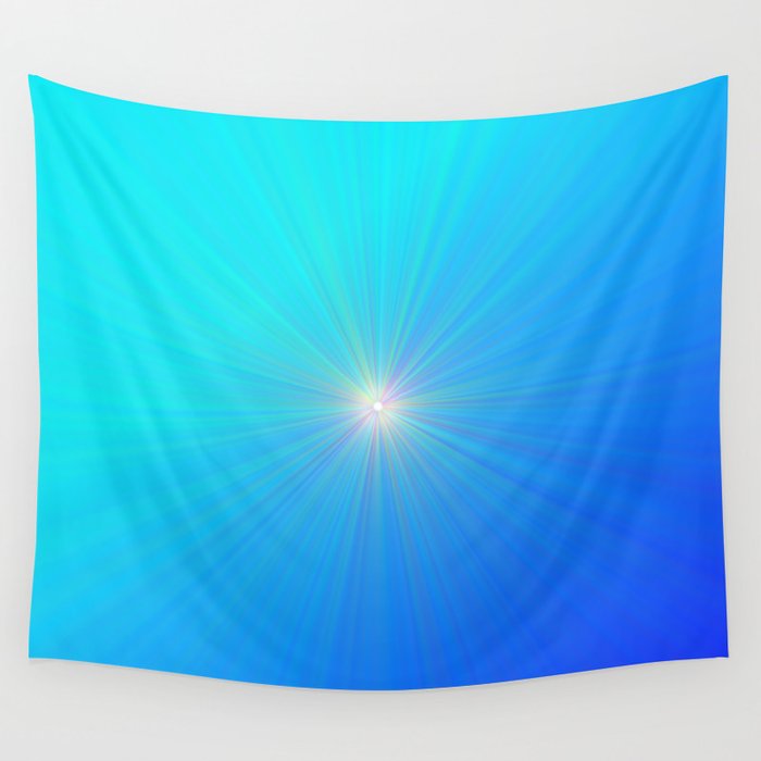 Radiating Blue Light Aura Wall Tapestry