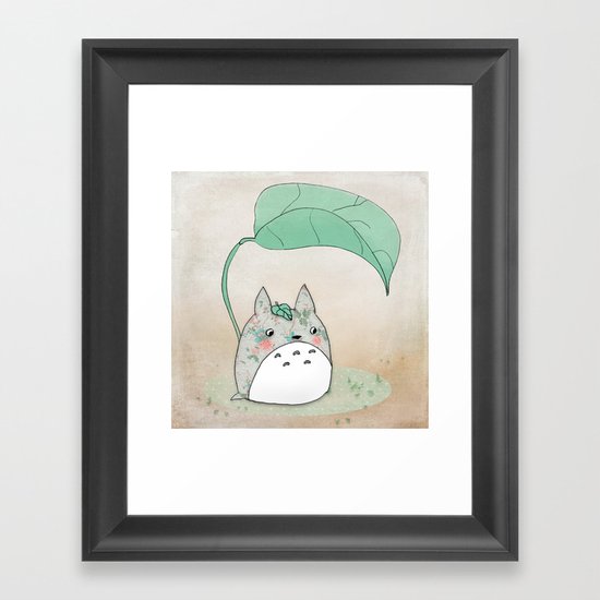 Floral Totoro Framed Art Print