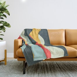 Retro 50s and 60s Classic Vintage Palette Mid-Century Minimalist Waves Abstract Art 2 Throw Blanket