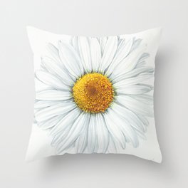 Watercolor Daisy Throw Pillow