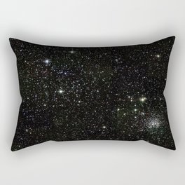 Universe Space Stars Planets Galaxy Black and White Rectangular Pillow