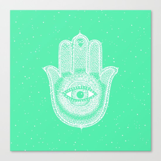 Hamsa lucky green Canvas Print