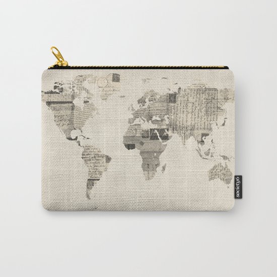 Map of the World Map from Old Postcards Carry-All Pouch