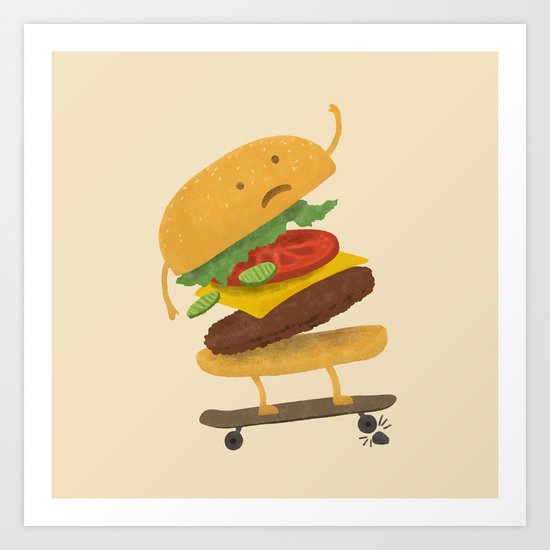 Burger Wipe-out Art Print