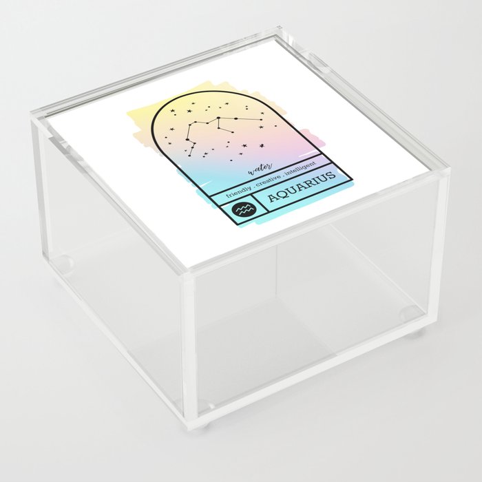 Aquarius Zodiac | Pastel Gradient Acrylic Box