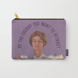 Be The Energy You Want to Attract Carry-All Pouch | Portrait, Graphic, Typography, Inspiration, Amethyst, Curated, Crystal, Colorful, Girl, Lilac 