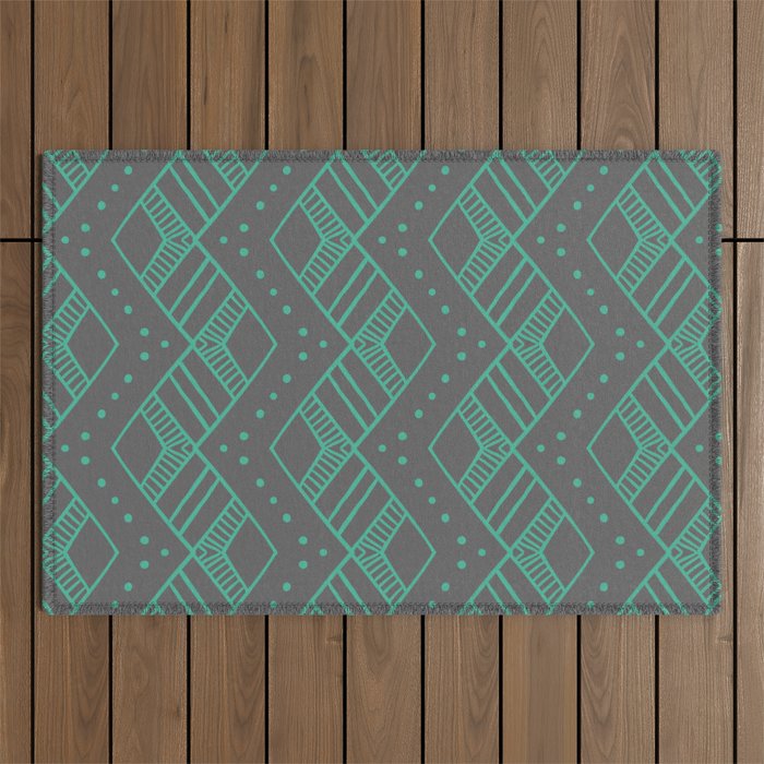 ZigZag - Mint & Gray Outdoor Rug