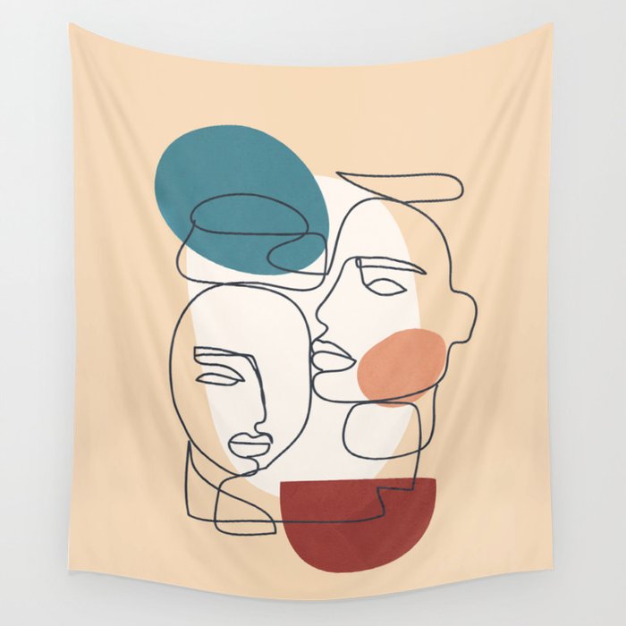 Line Pair Portrait 06 Wall Tapestry