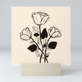roses b&w Mini Art Print