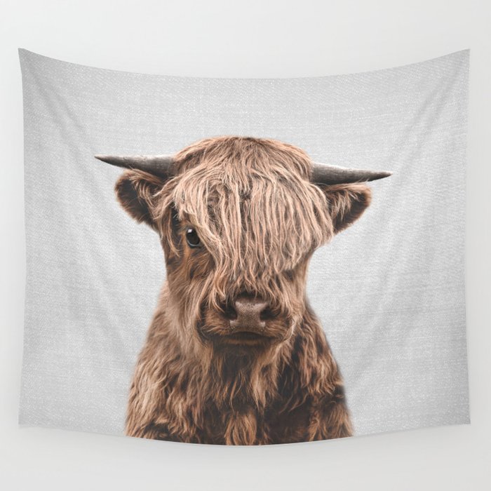 Highland Calf - Colorful Wall Tapestry