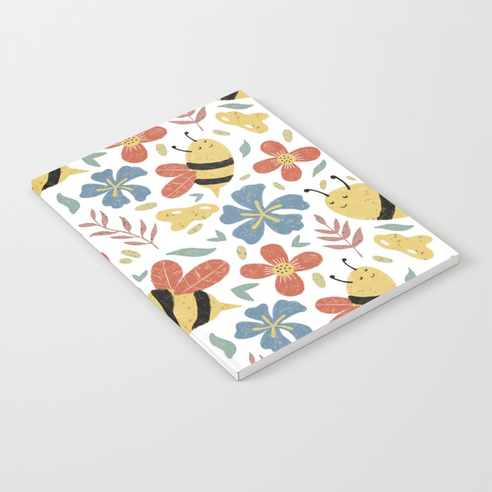 Cute Honey Bees and Flowers Notebook