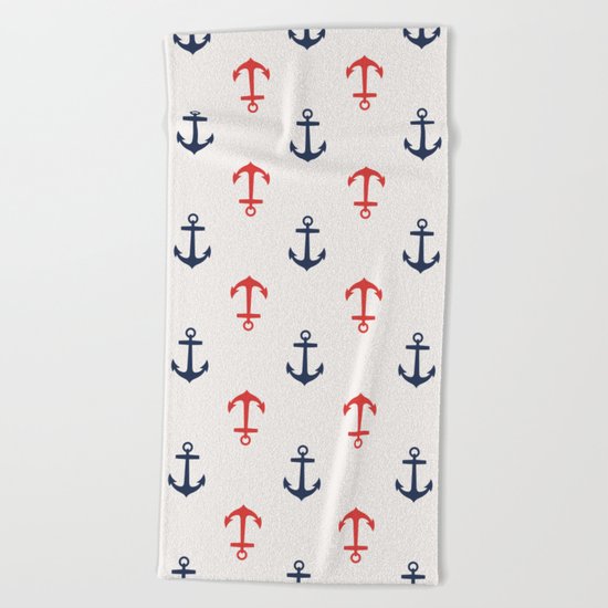 Nautical anchor pattern Beach Towel