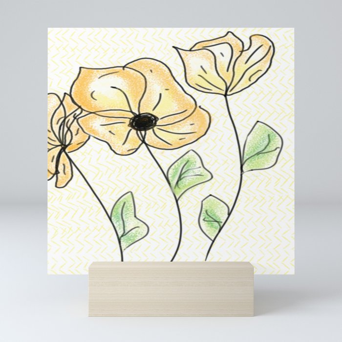 Minimal Yellow Flora Mini Art Print