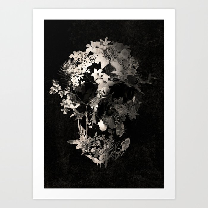 Spring Skull Monochrome Art Print