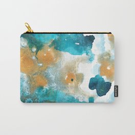 Aqua Teal Gold Abstract Painting #2 #ink #decor #art #society6 Carry-All Pouch