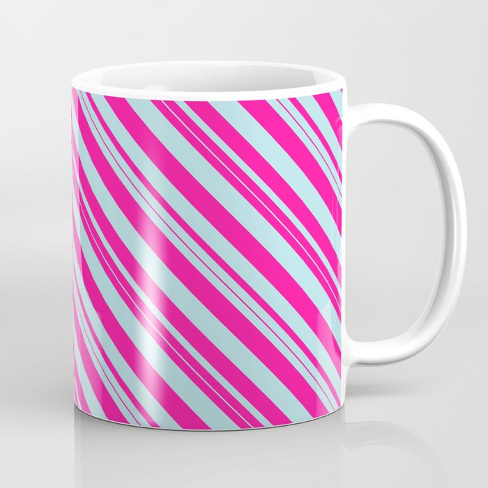 Deep Pink & Powder Blue Colored Striped Pattern Coffee Mug