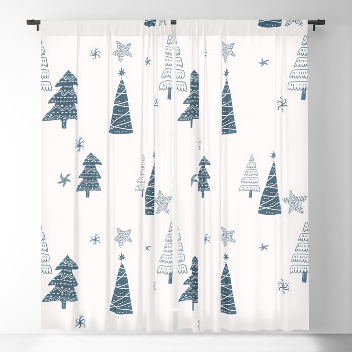 Hand Drawn Winter Forest Blackout Curtain