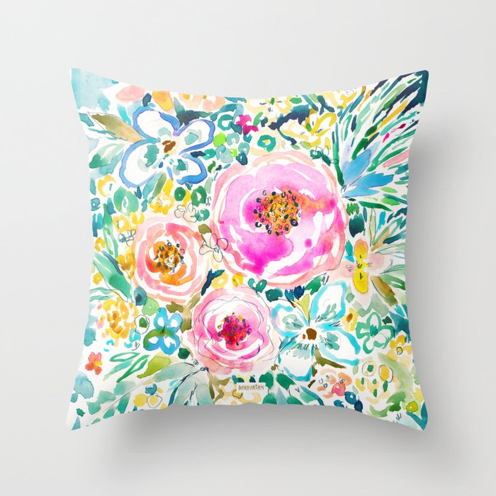 SMELLS LIKE SWEET CHAOS Floral Throw Pillow