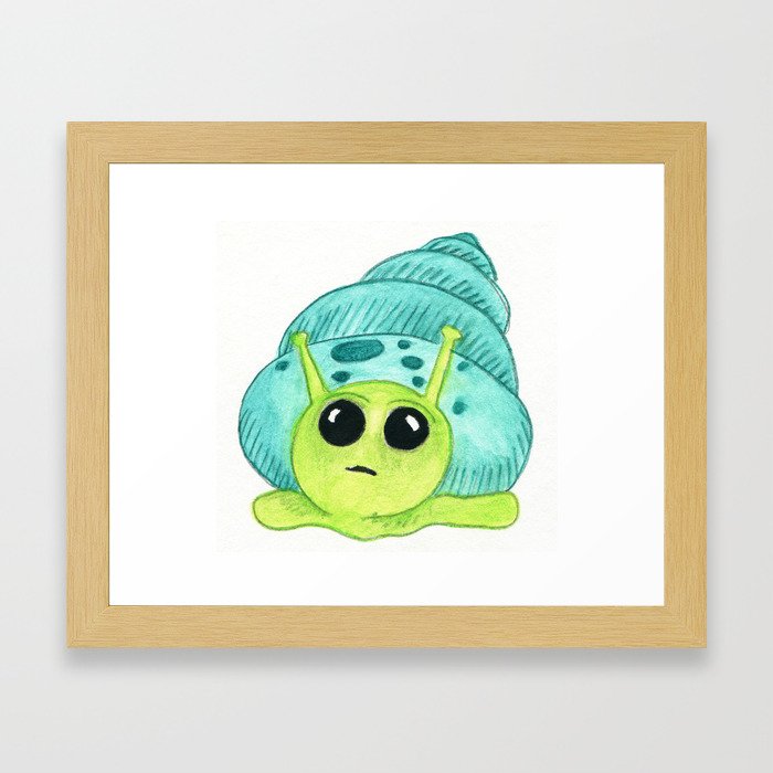 Snail Contemplates Framed Art Print