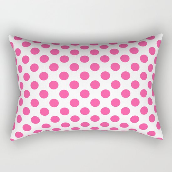 Pink polkadots dots circles on white background Rectangular Pillow