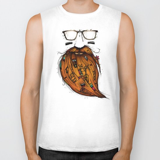 Beard Me Some Music (Color Version) Biker Tank