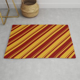 [ Thumbnail: Goldenrod & Maroon Colored Lines/Stripes Pattern Rug ]