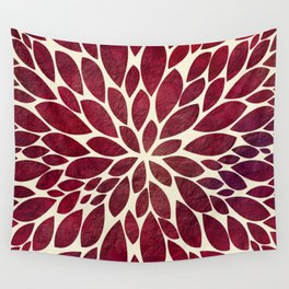 Petal Burst - Maroon Wall Tapestry