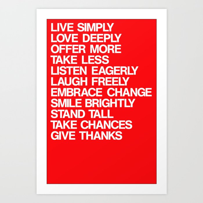 FOR A BETTER LIFE (white on red) Art Print