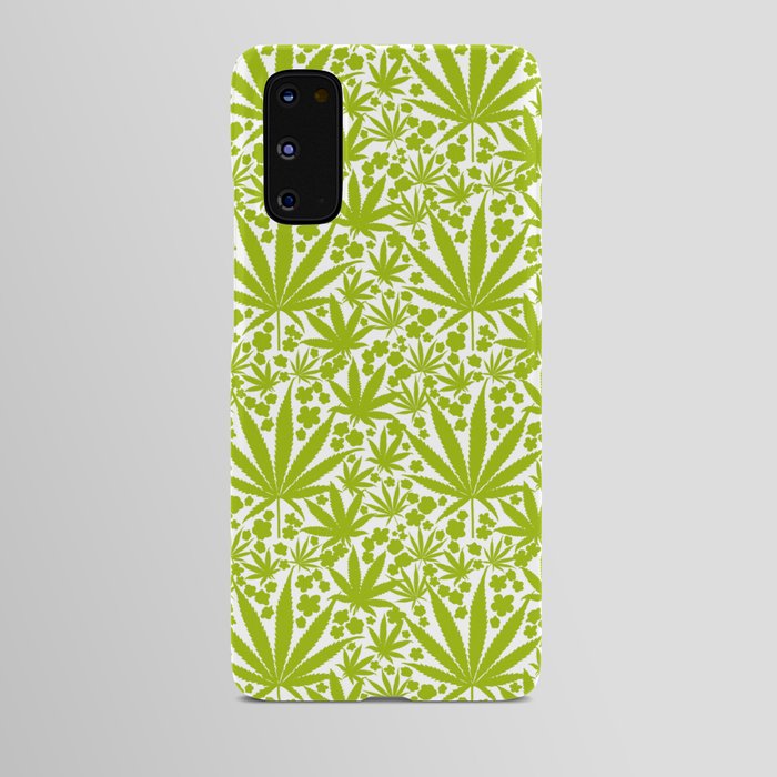 Cannabis And Flowers Retro Modern Pattern Green Android Case