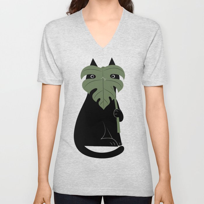 Cat and Plant 14: Monster-a V Neck T Shirt