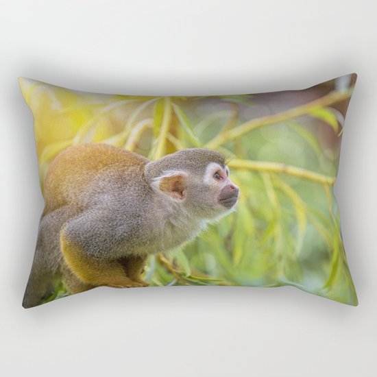 Squirrel Monkey wild animal in sunlight Rectangular Pillow