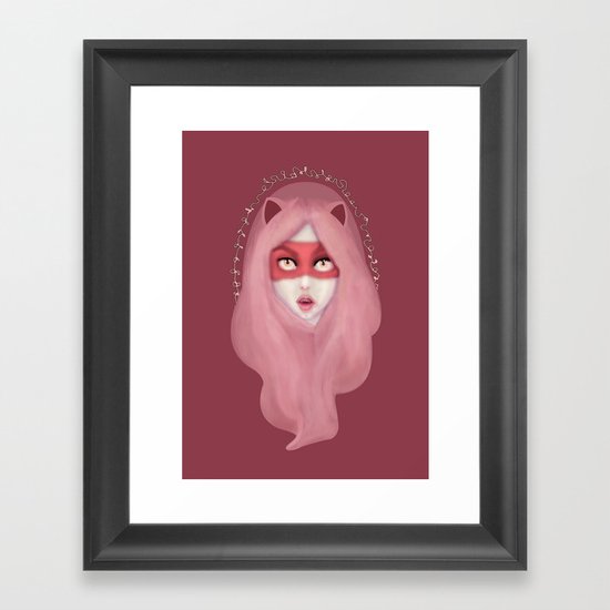 kitty.pink.power Framed Art Print