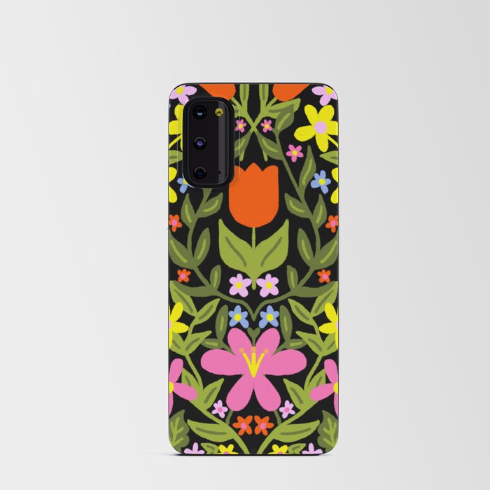 Folk Art Flowers Mountain Floral On Black Android Card Case