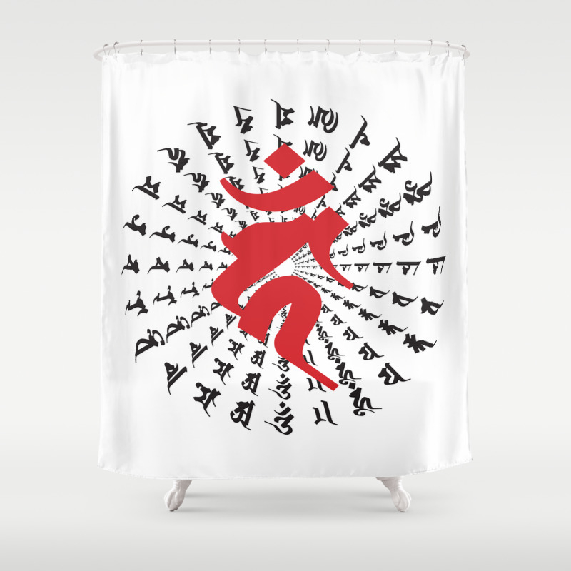 Fudo Myo O Kahn Sanskrit Character Shower Curtain By Hakushuan