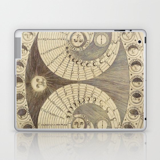 Moon Phase Chart Vintage Lunar Cycles Astronomy Chart Laptop & iPad Skin